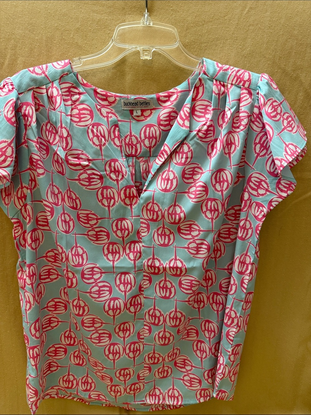 Buckethead Betties Blue & Pink Floral Cap-Sleeve Blouse